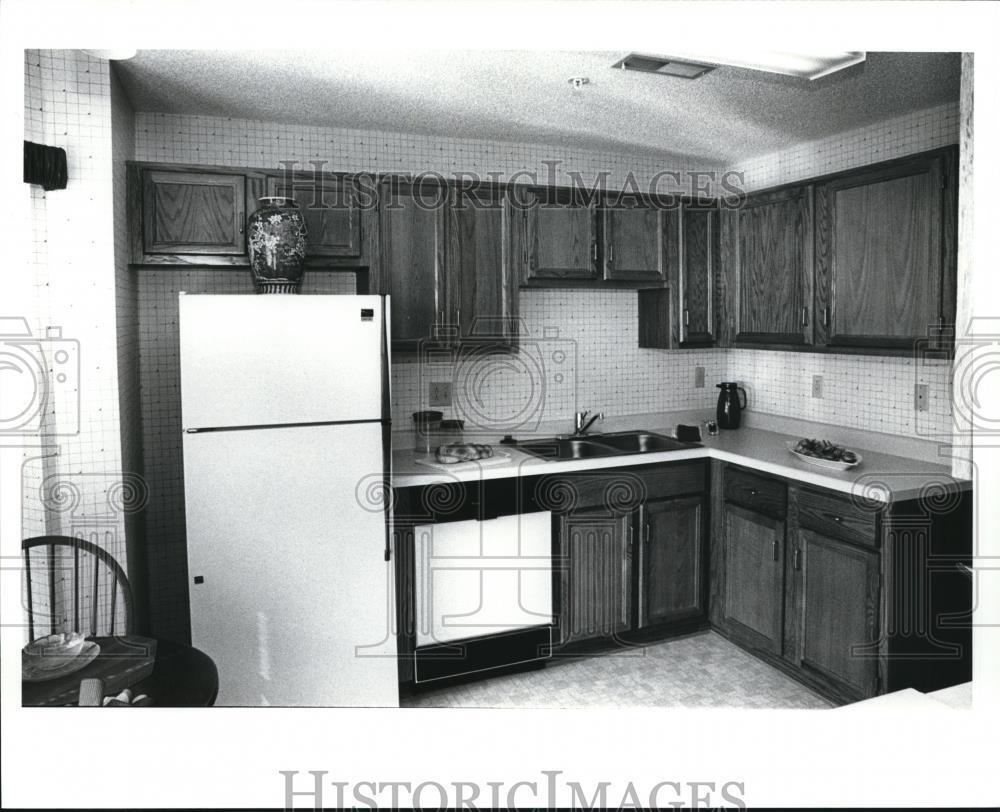 1989 Press Photo Woodhawk apartments-kitchen, Mayfields Heights - cvb38348