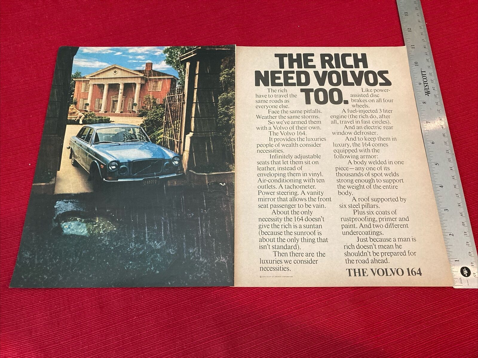 Volvo 164 Car 1972 Print Ad  - Great To Frame