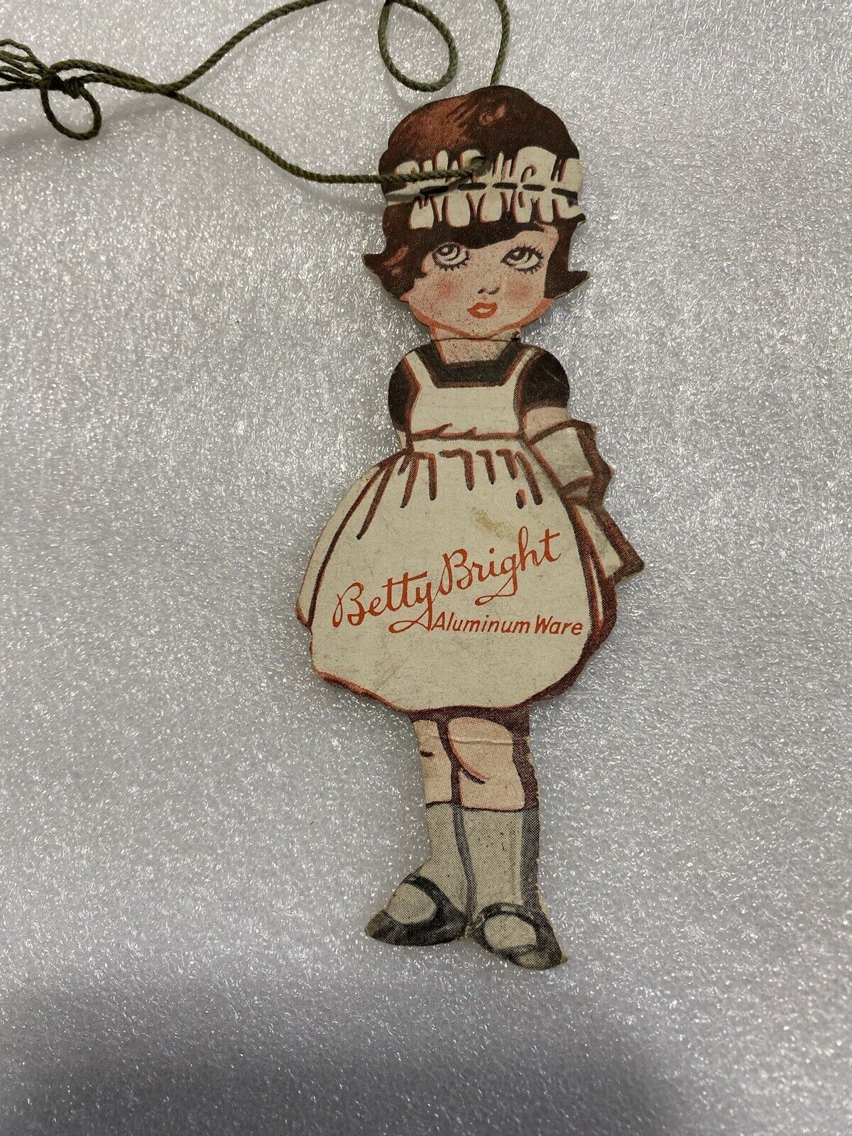 Vtg 1920’s Betty Bright Aluminum Die Cut Maid Housewives  Advertising Hang Tag
