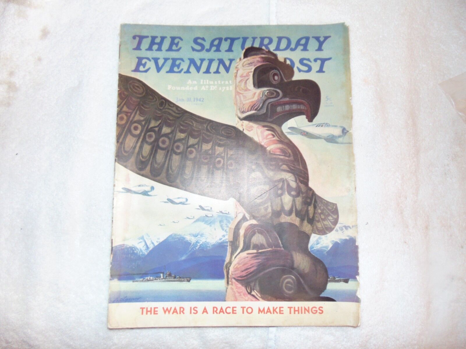 Illustrated Saturday Evening Post Magazine Jan 31 1942  John Clymer WWII Art