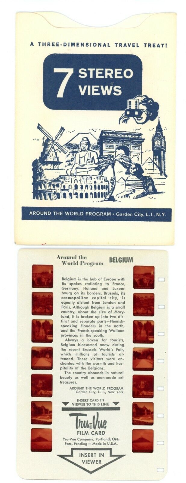 Vintage Tru Vue Tru-Vue Film Card Belgium Europe Travel Around The World 3-D