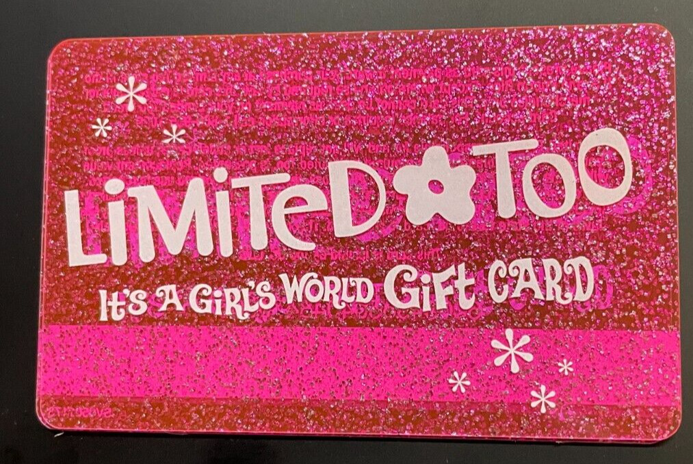 Limited Too Gift Card No Value $0 Pink Glitter