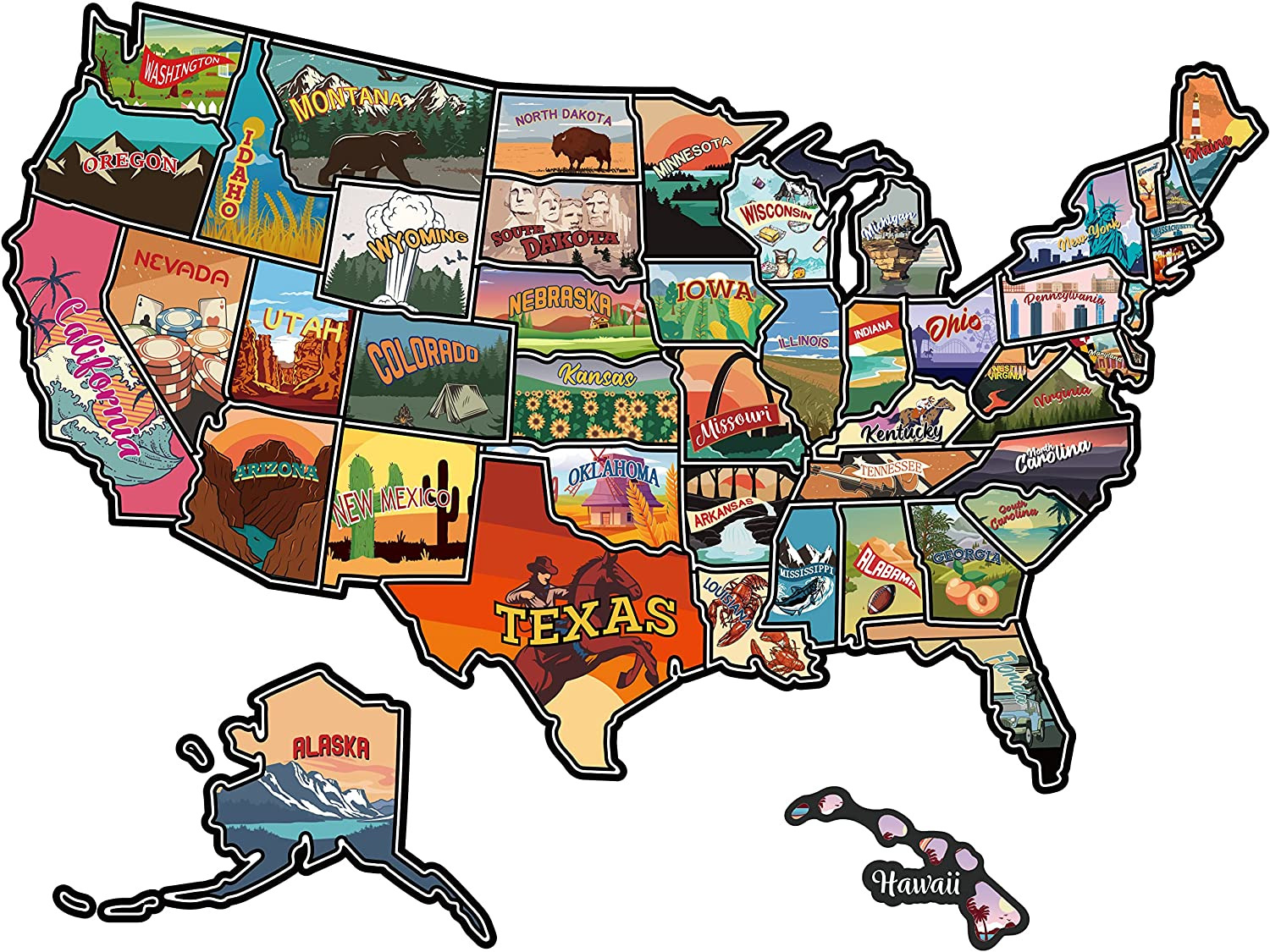 RV State Travel USA Map Sticker United States Stickers Vinyl Map RV Decals New