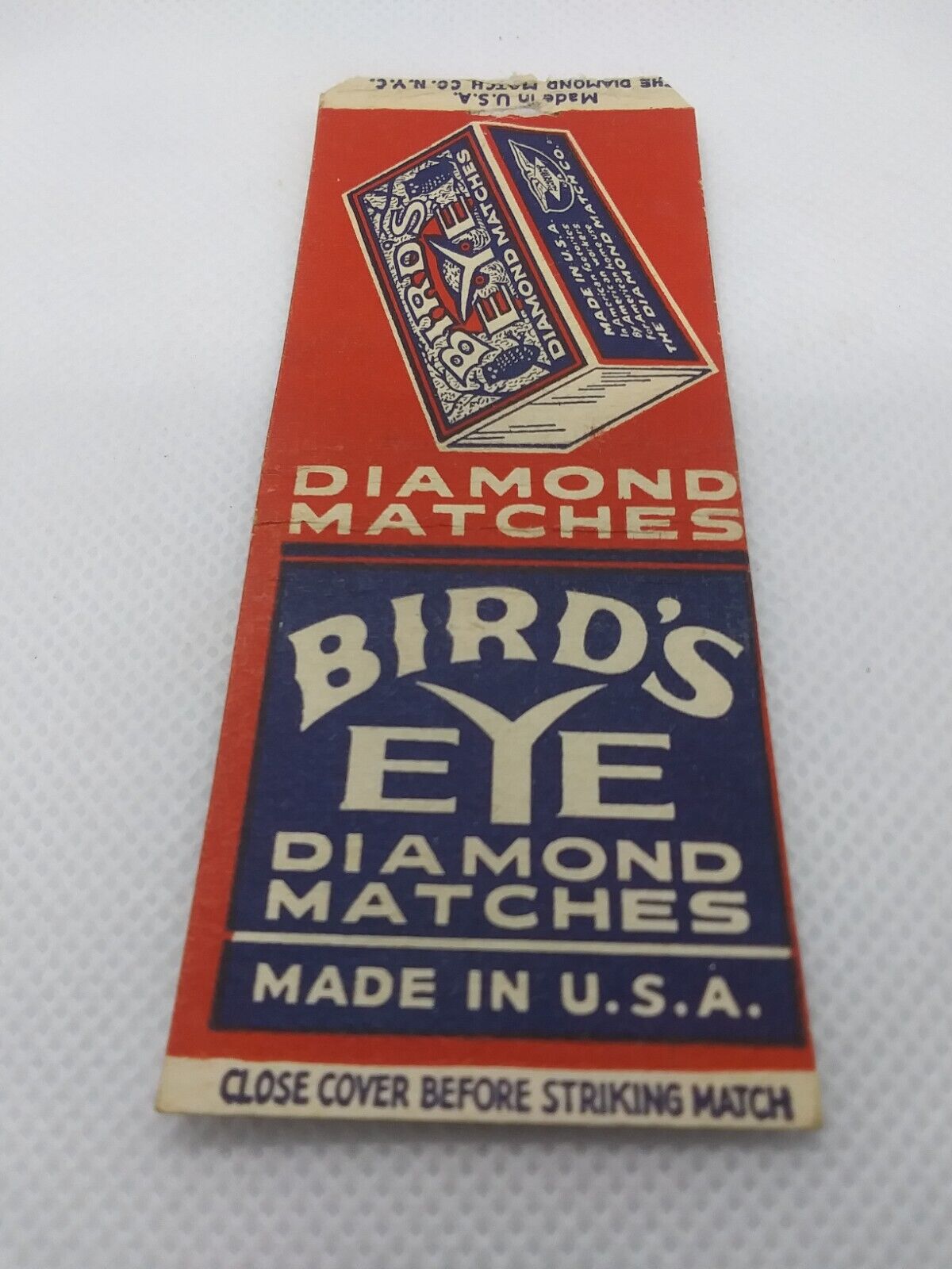 Vintage Birds Eye Diamond Matches Made In U.S.A. Matchbook