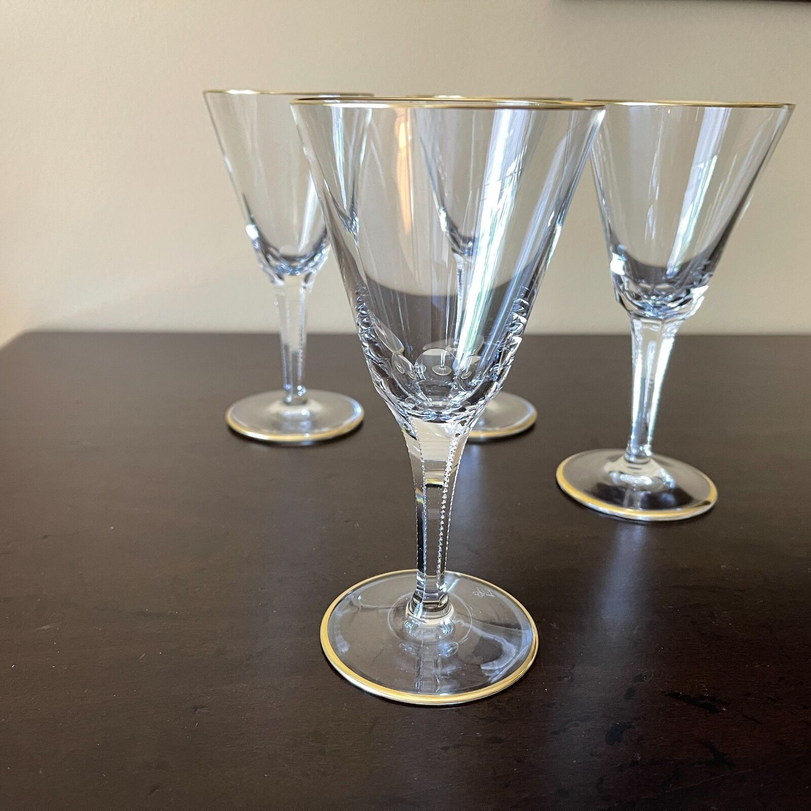 Josair Crystal JOSEPHINE GOLD Set of 4 Claret Wine Glasses