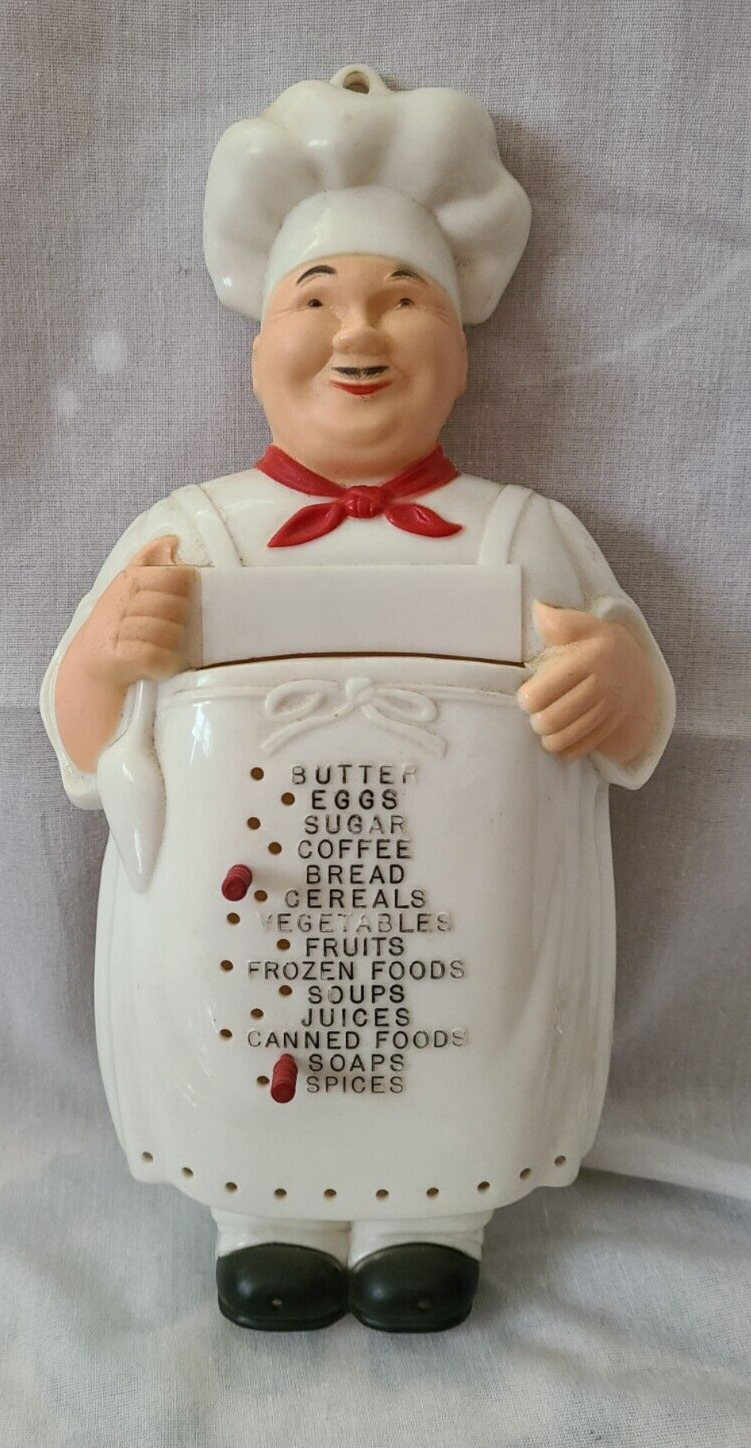 Vintage Noma HAPPY CHEF  Plastic  Kitchen Memo Grocery List Wall Hanging