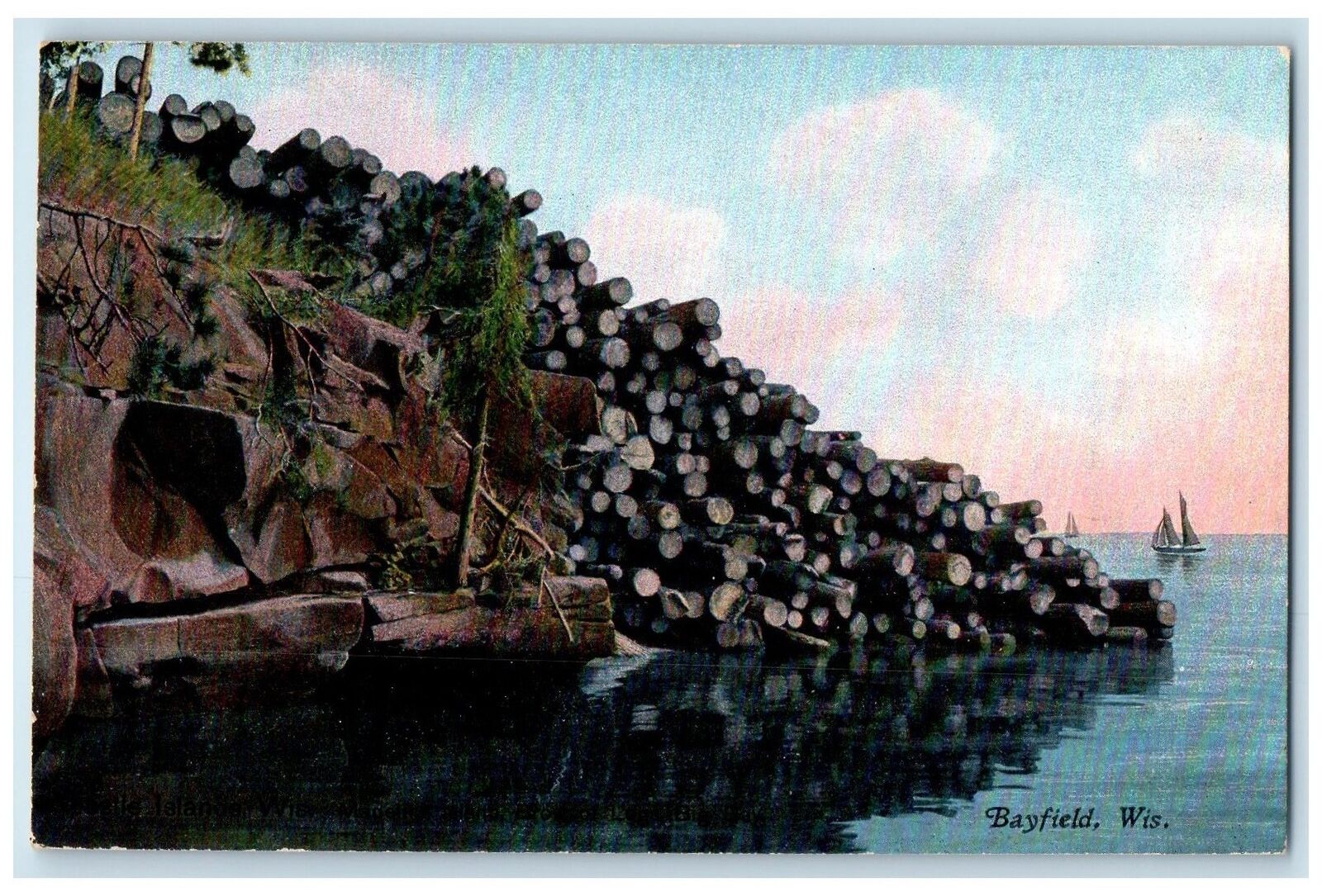c1910s View Is On Of Many Brows Of Logs Bayfield Wisconsin WI Unposted Postcard