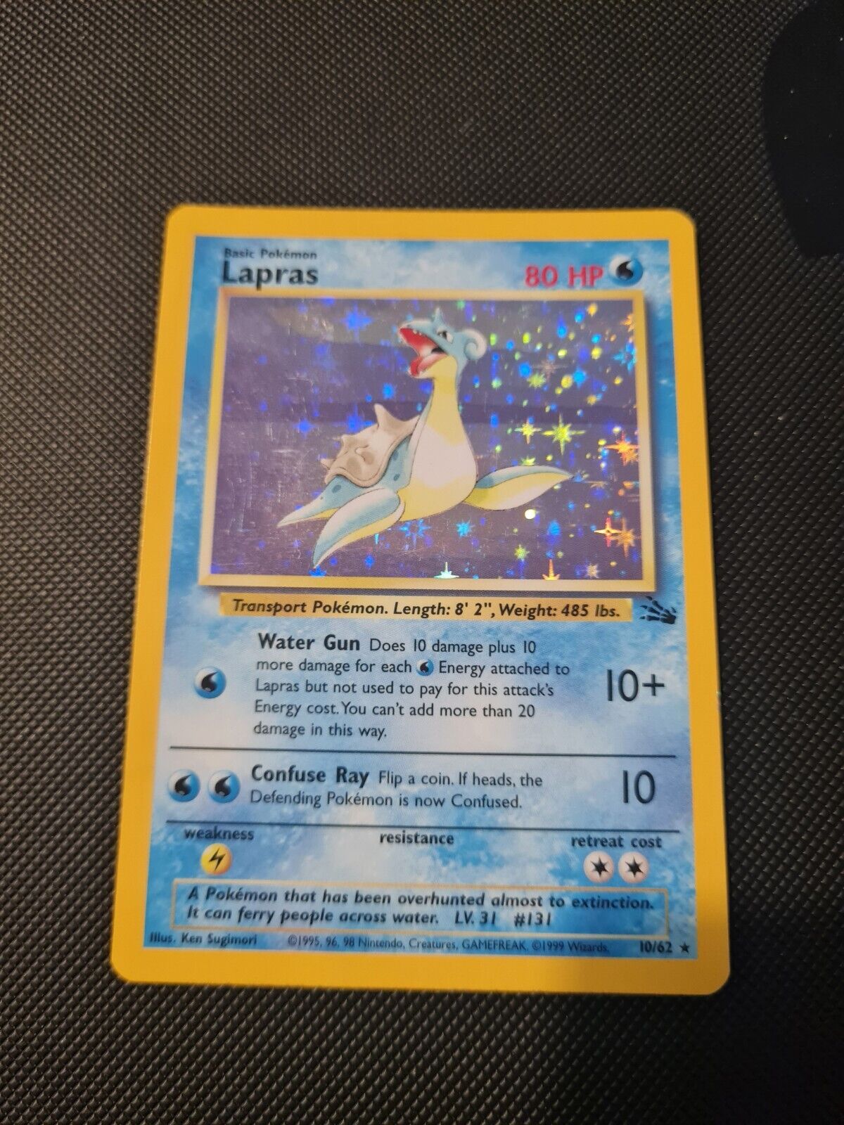 Pokemon Card - Lapras 10/62 Fossil Unlimited Rare Holo WOTC - Excellent 
