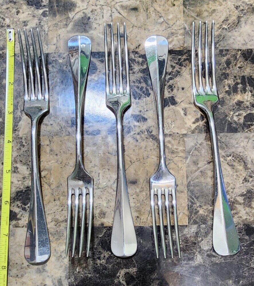 😘LOT OF 5 WMF GERMANY🇩🇪 CROMARGAN STAINLESS c1967- MARLOW PLACE 🍽 FORKS🔎👀