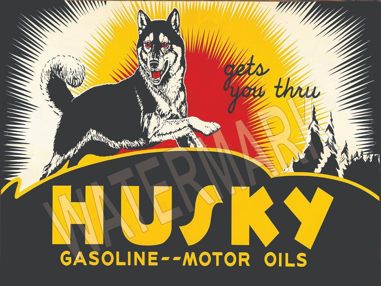 Husky Gas Motor Oil High Quality Metal Magnet 3 x 4 inches 9140