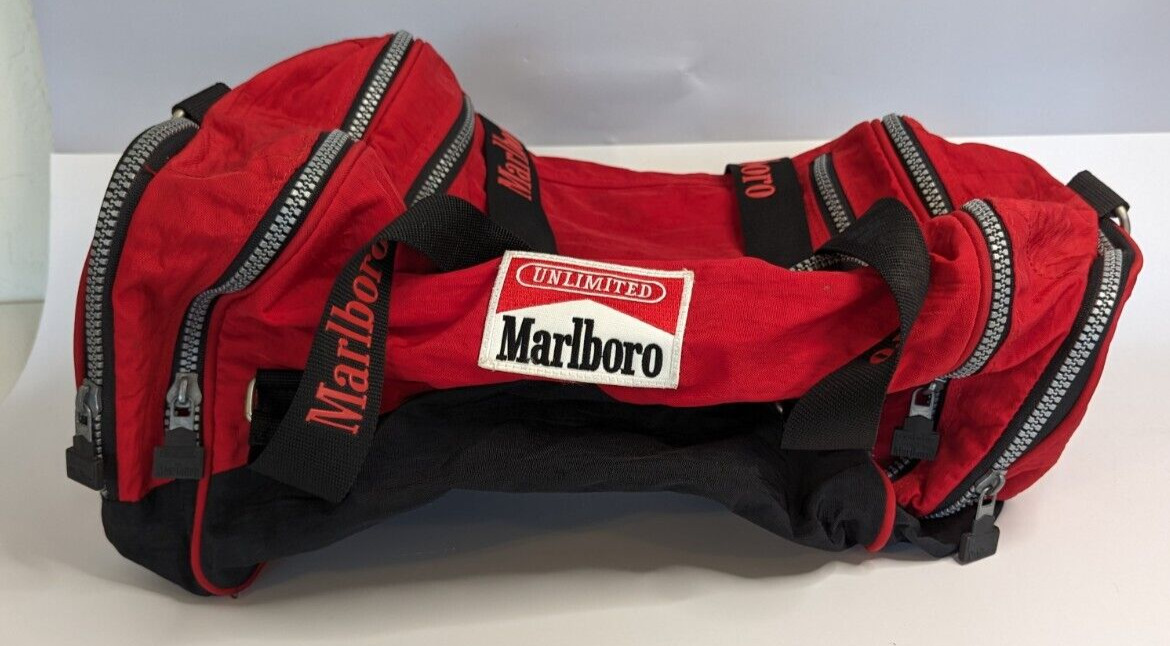 Vintage 1990\'s Marlboro Unlimited Red Cigarettes Promo Duffle Travel Bag
