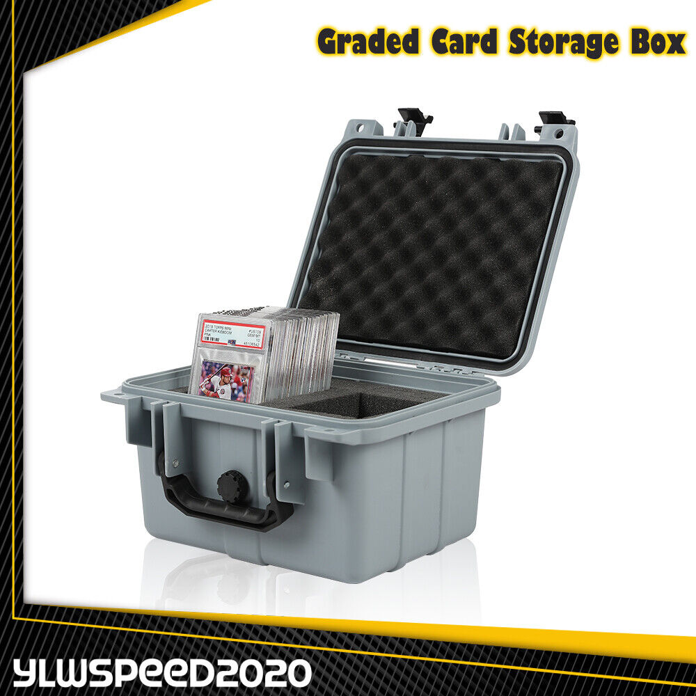 50CT Gray Graded Card Storage Box Deep Waterproof Case Slab Holder & Protector