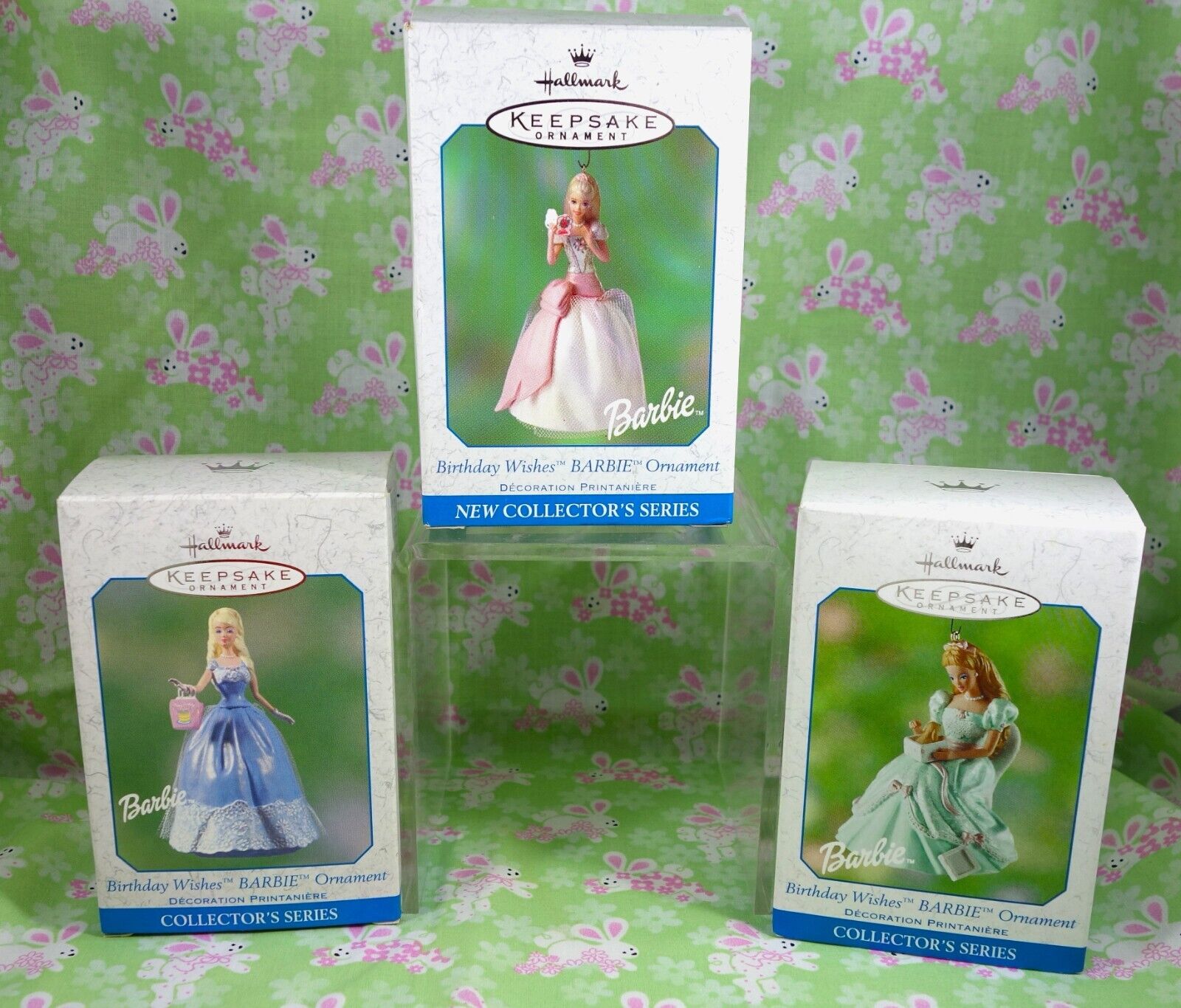 2001 - 2003 Hallmark Easter Ornament Birthday Wishes Barbie Set