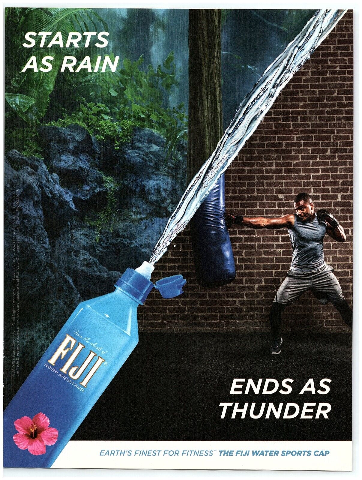 2019 Fiji Water Print Ad Starts As Rain Ends As Thunder Rainforest Boxer Fitness