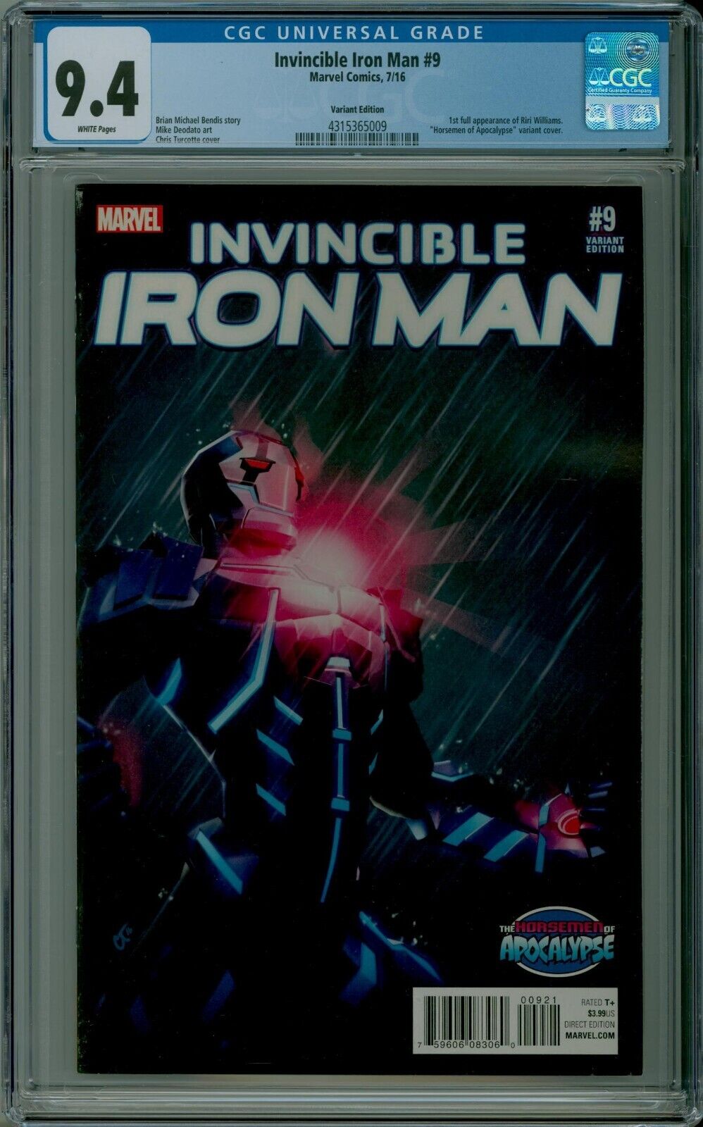 Invincible Iron Man #9 CGC 9.4 NM Variant 1st RIRI WILLIAMS 4315365009