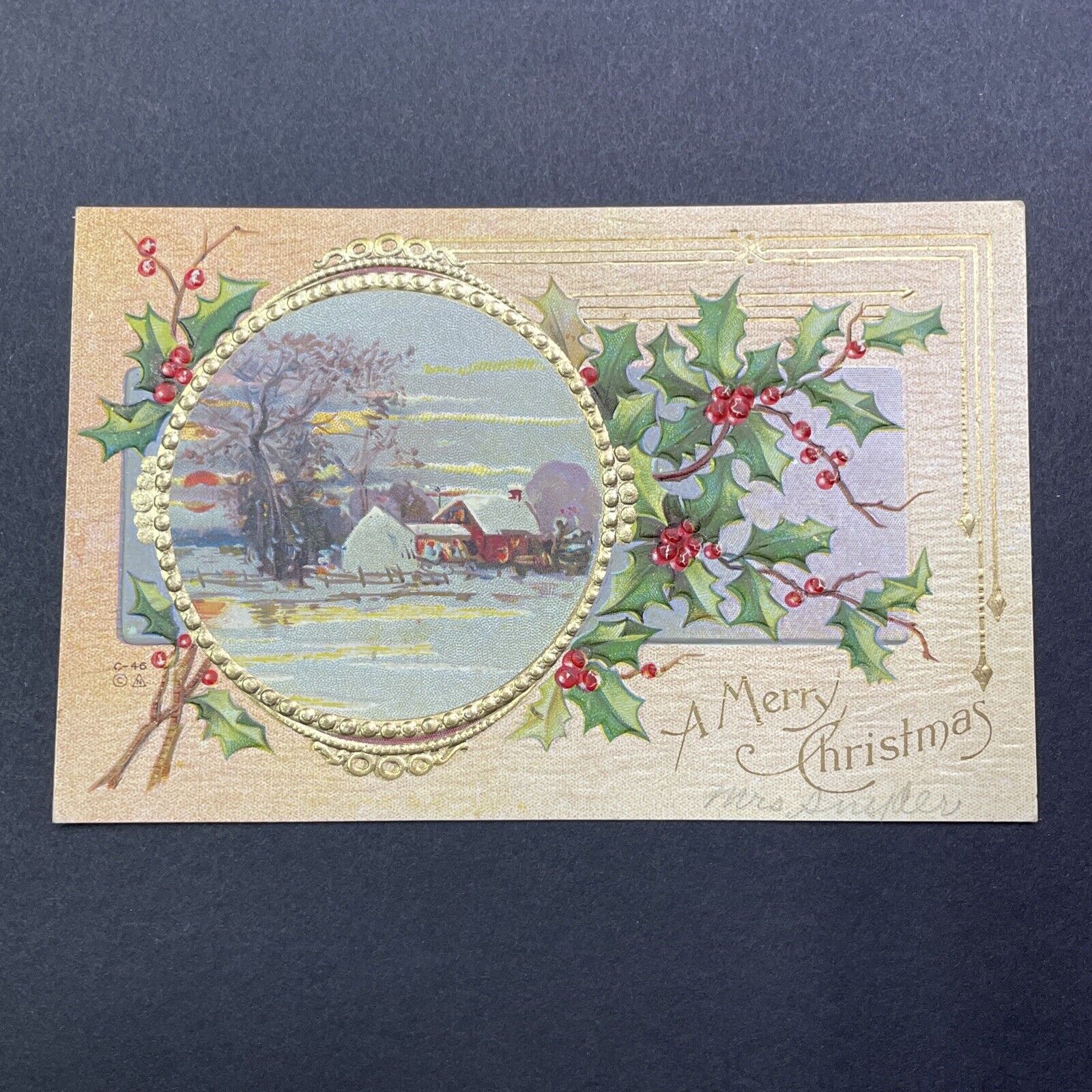 Antique 1909 Christmas Postcard Kitchener Ontario No Stamp Sophie Shantz V2465