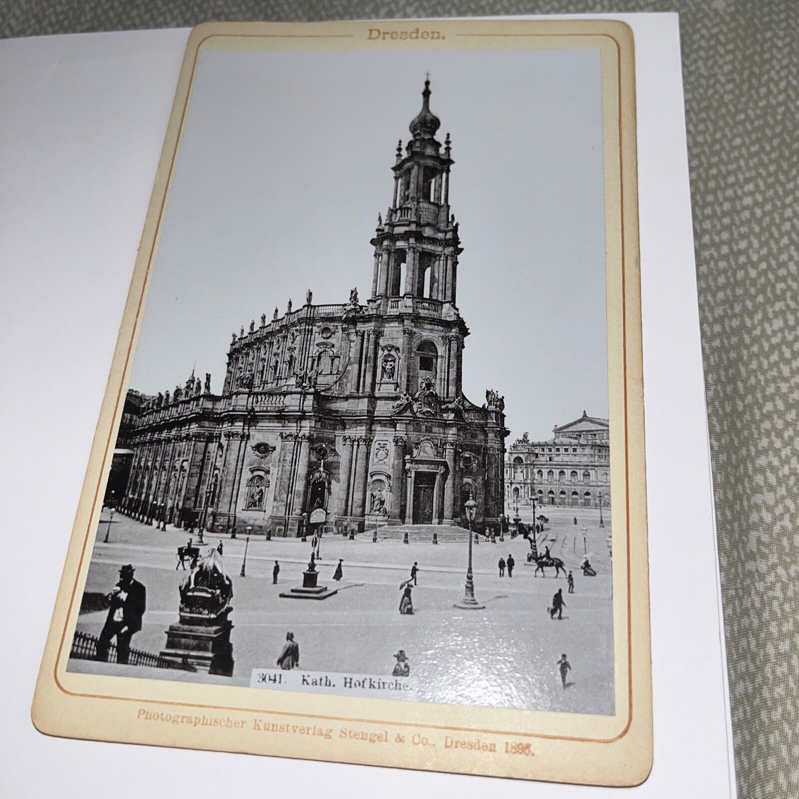 Antique Cabinet Card: Dresden Theaterplatz Hofkirche Catholic Church Castle