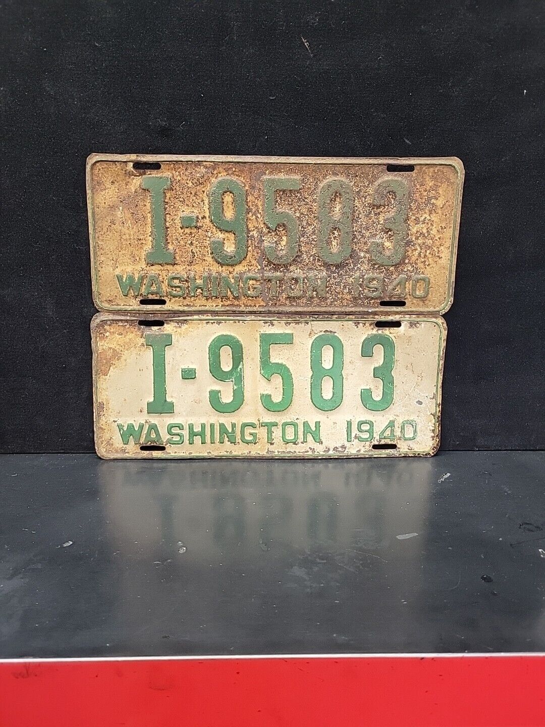 Vintage 1940  I - 9583 Washington State License Plates  Automotive USA Rat Rod 