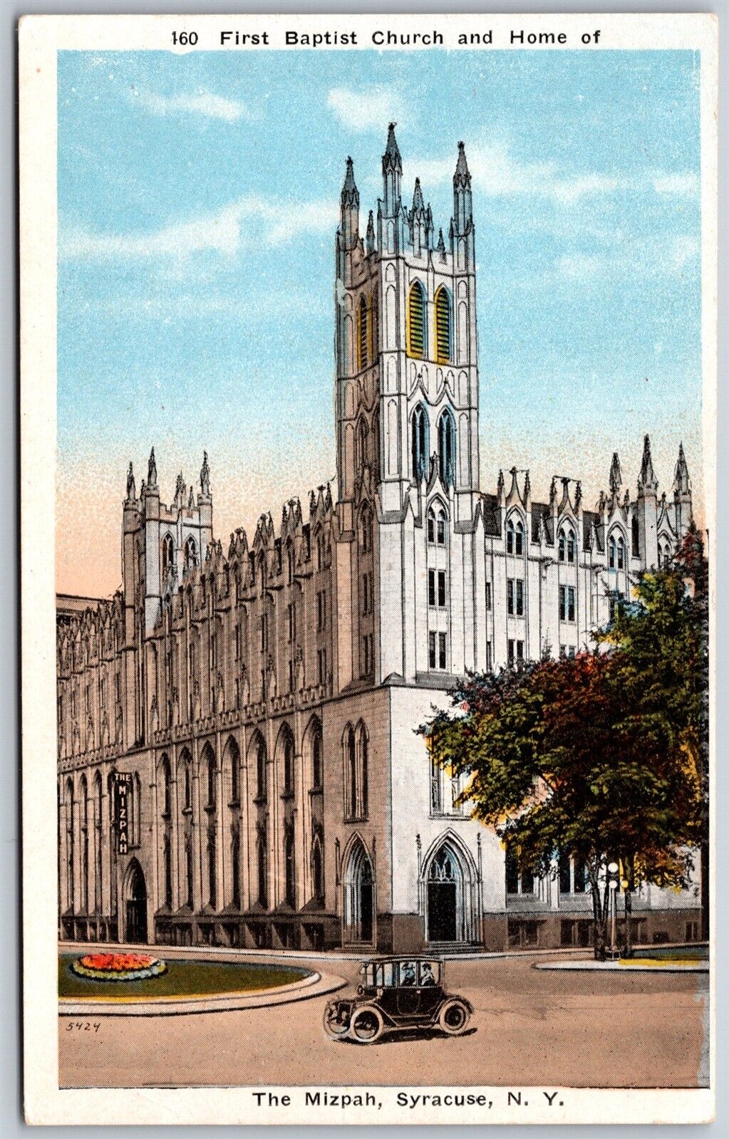 Vtg Syracuse New York NY First Baptist Church & The Mizpah 1920s View Postcard