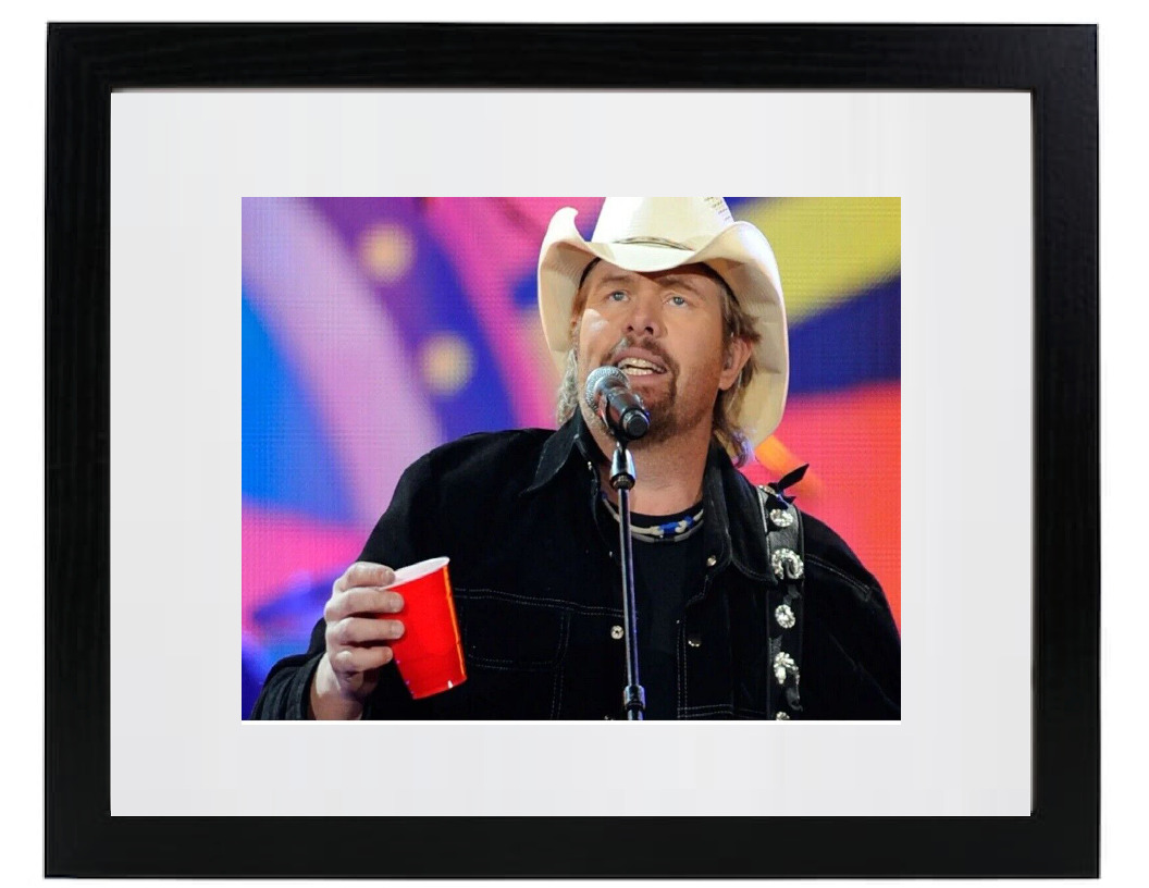 Country Music Singer Toby Keith & his Red Solo Cup Matted & Framed Picture Photo