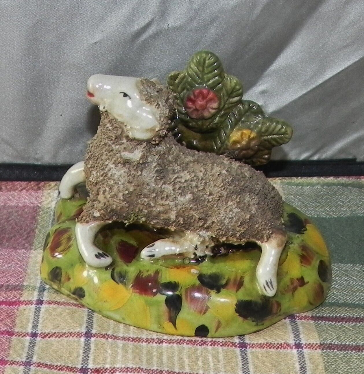 Vintage Staffordshire Style Reproduction Sheep/Tree, Easter Decor 