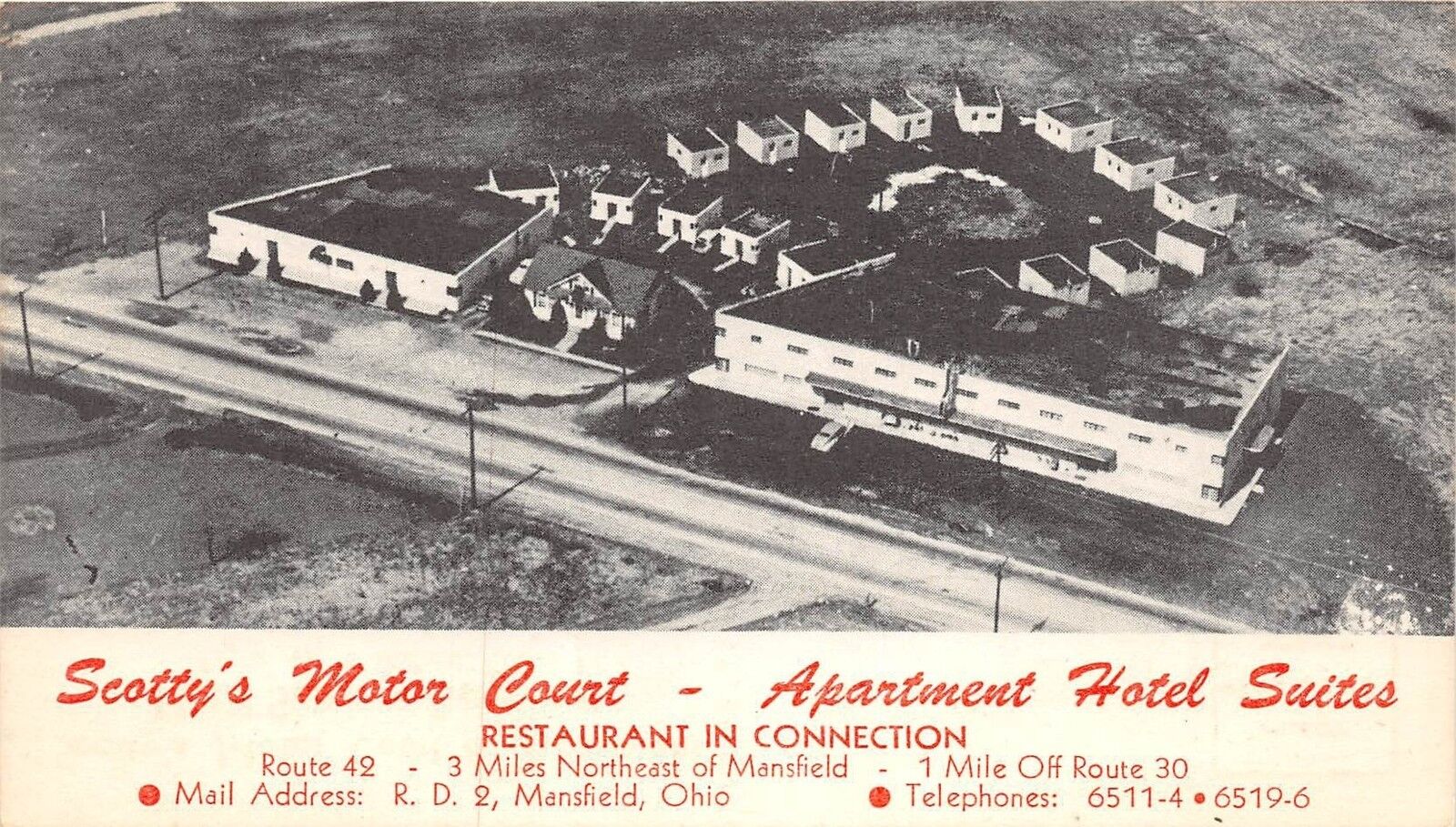 Ohio Postcard MANSFIELD Richland County SCOTTY\'S MOTOR COURT Apartment Hotel