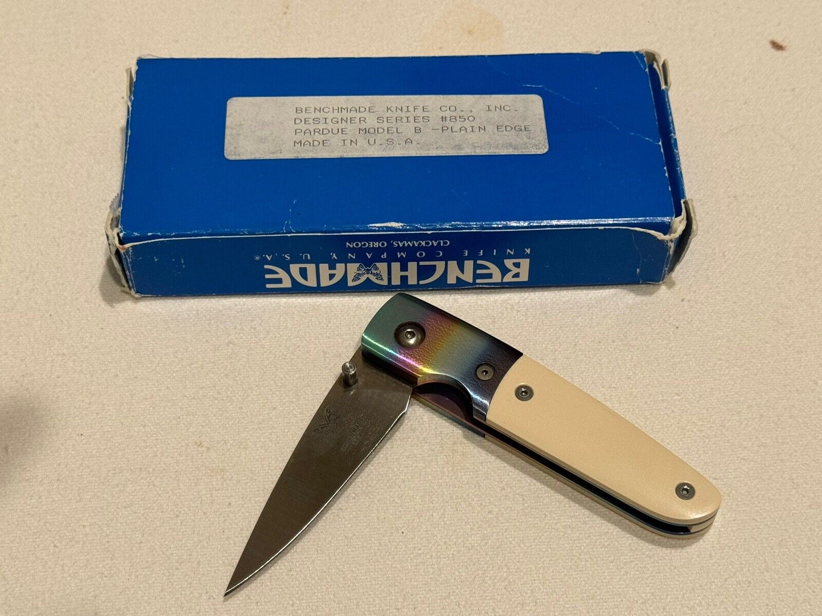 Vintage Benchmade 850 Mel Pardue ATS-34 Micarta Linerlock Folding Pocket Knife