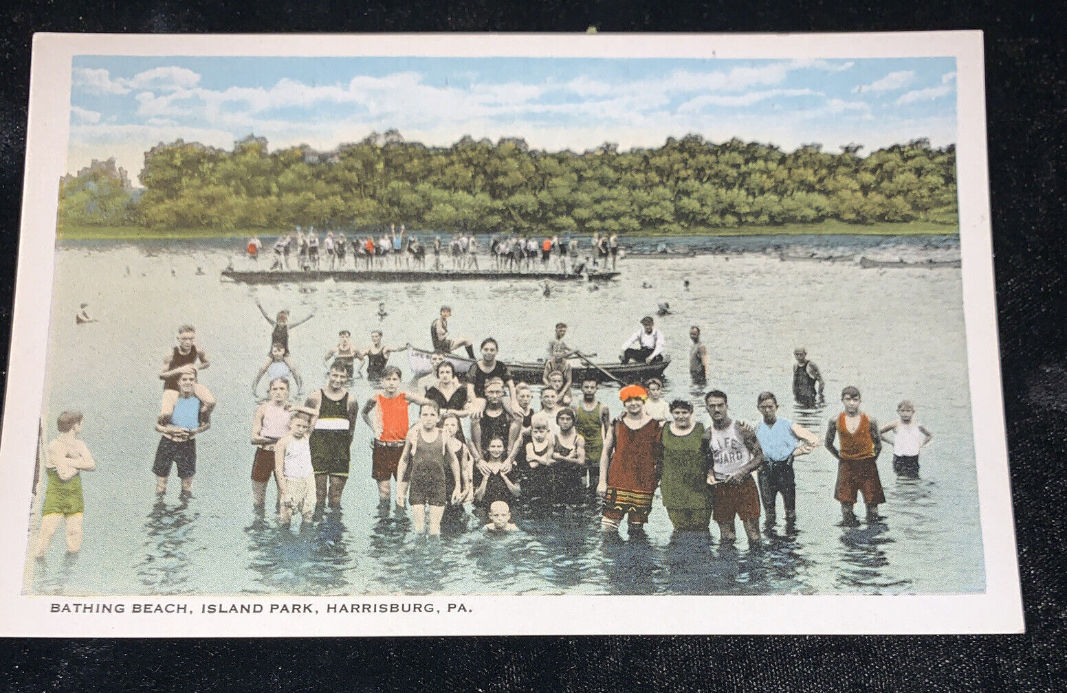 Harrisburg , Pa Bathing Beach,  Island Park 1920s  Unused Postcard