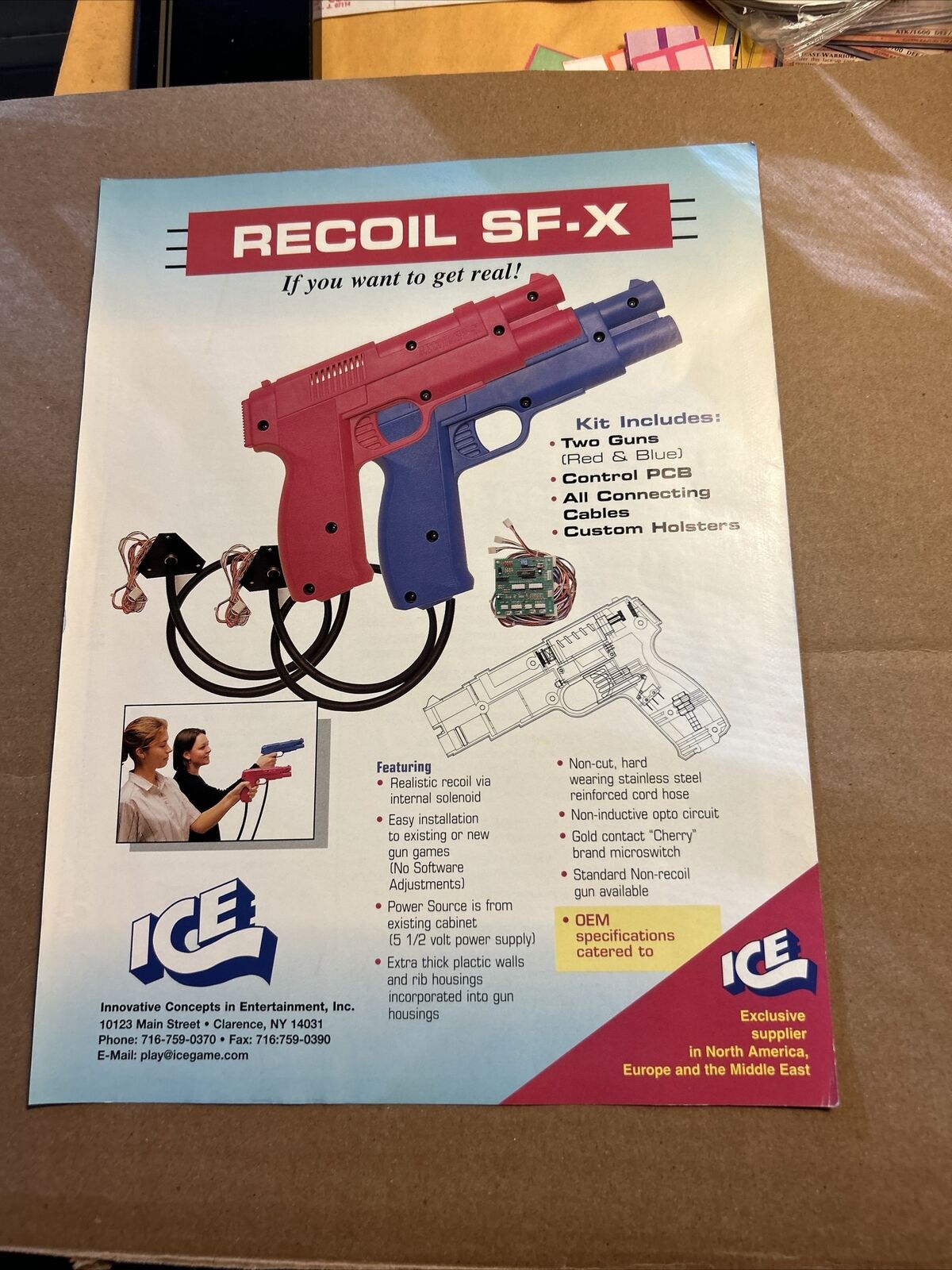 Original 1998 AD 11- 8”  Sf/x Recoil Gun Ice ARCADE  Video GAME FLYER