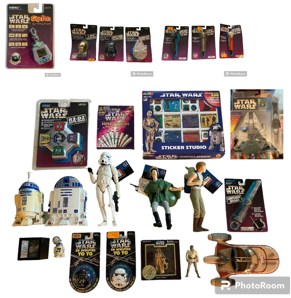 HUGE Vintage Star Wars Merchandise Lot Unopened Games Toys R2-D2 Luke Leia