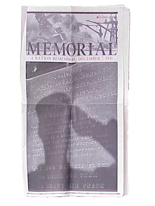 THE HONOLULU ADVERTISER MEMORIAL A NATION REMEMBERS DECEMBER 7, 1941 VTG PAPER
