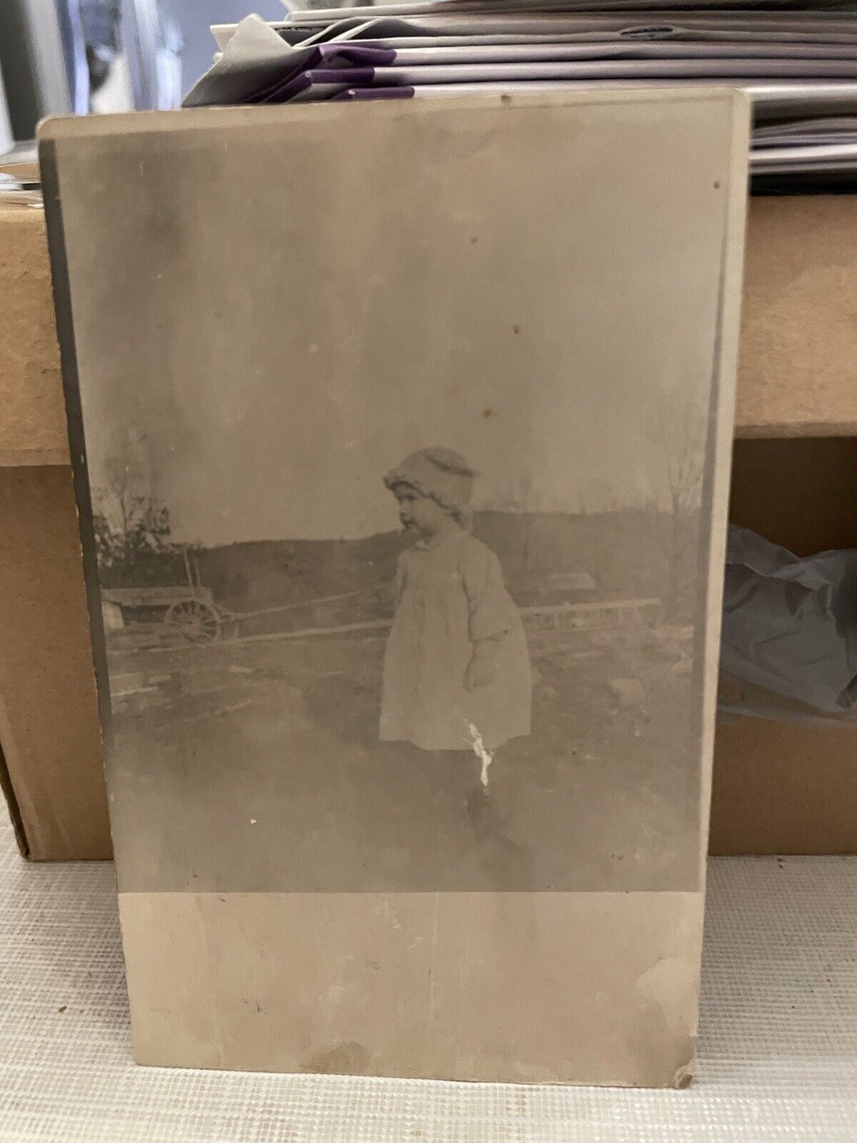 Vtg Postcard Real Photo Child With Bonnet 1913