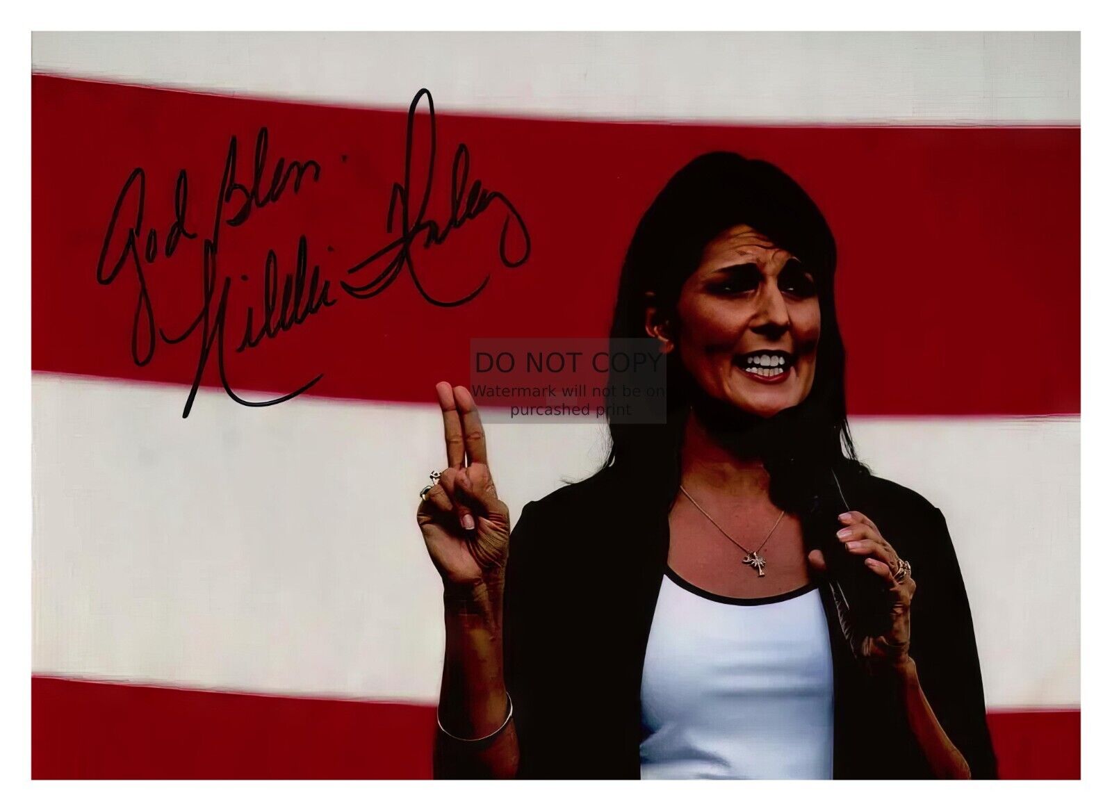 NIKKI HALEY VICE PRESIDENTIAL CANDIDATE 2024 AUTOGRAPHED SIGNED 5X7 PHOTO
