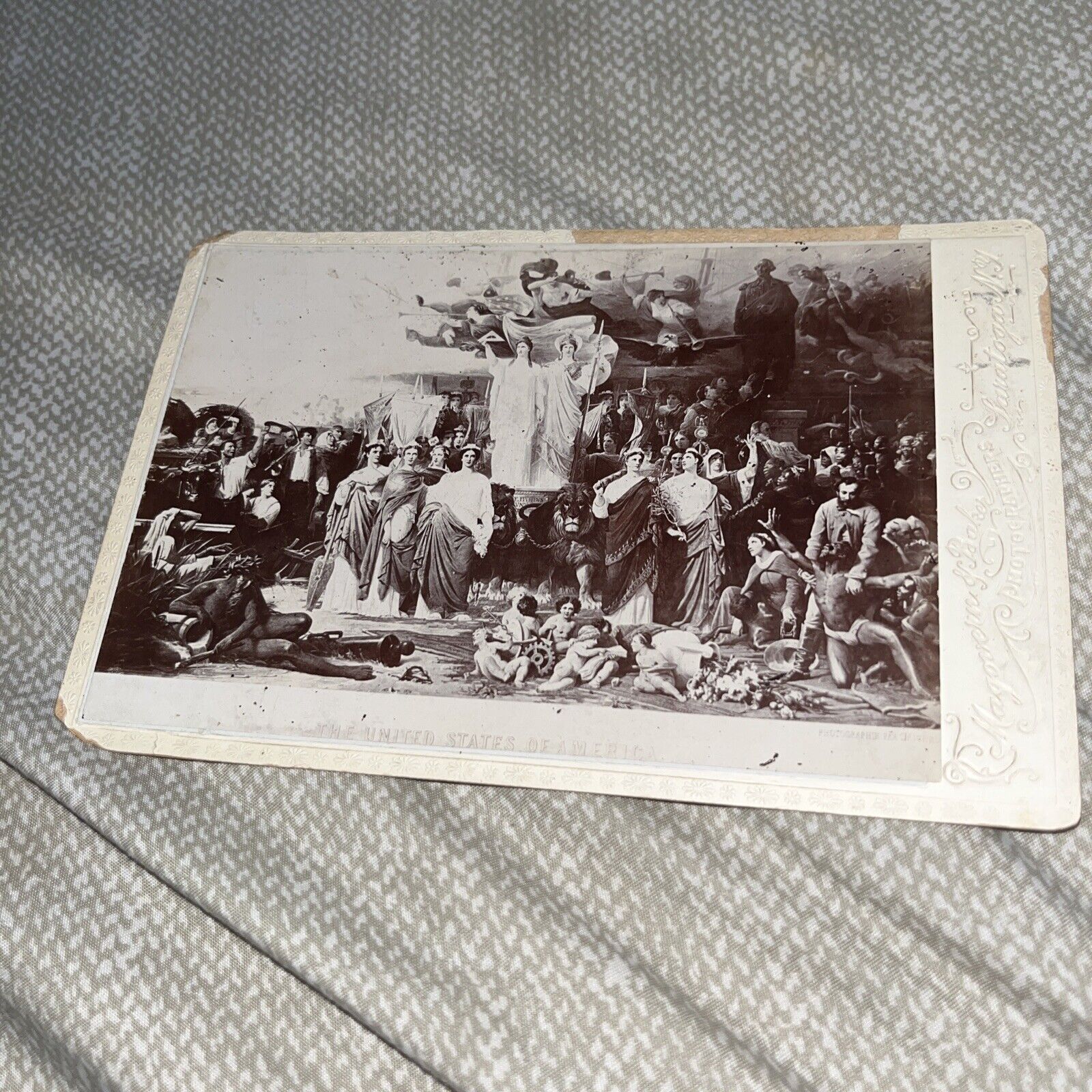 Antique Cabinet Card Photo: Genius of America by Adolphe Yvon - Civil war Commem