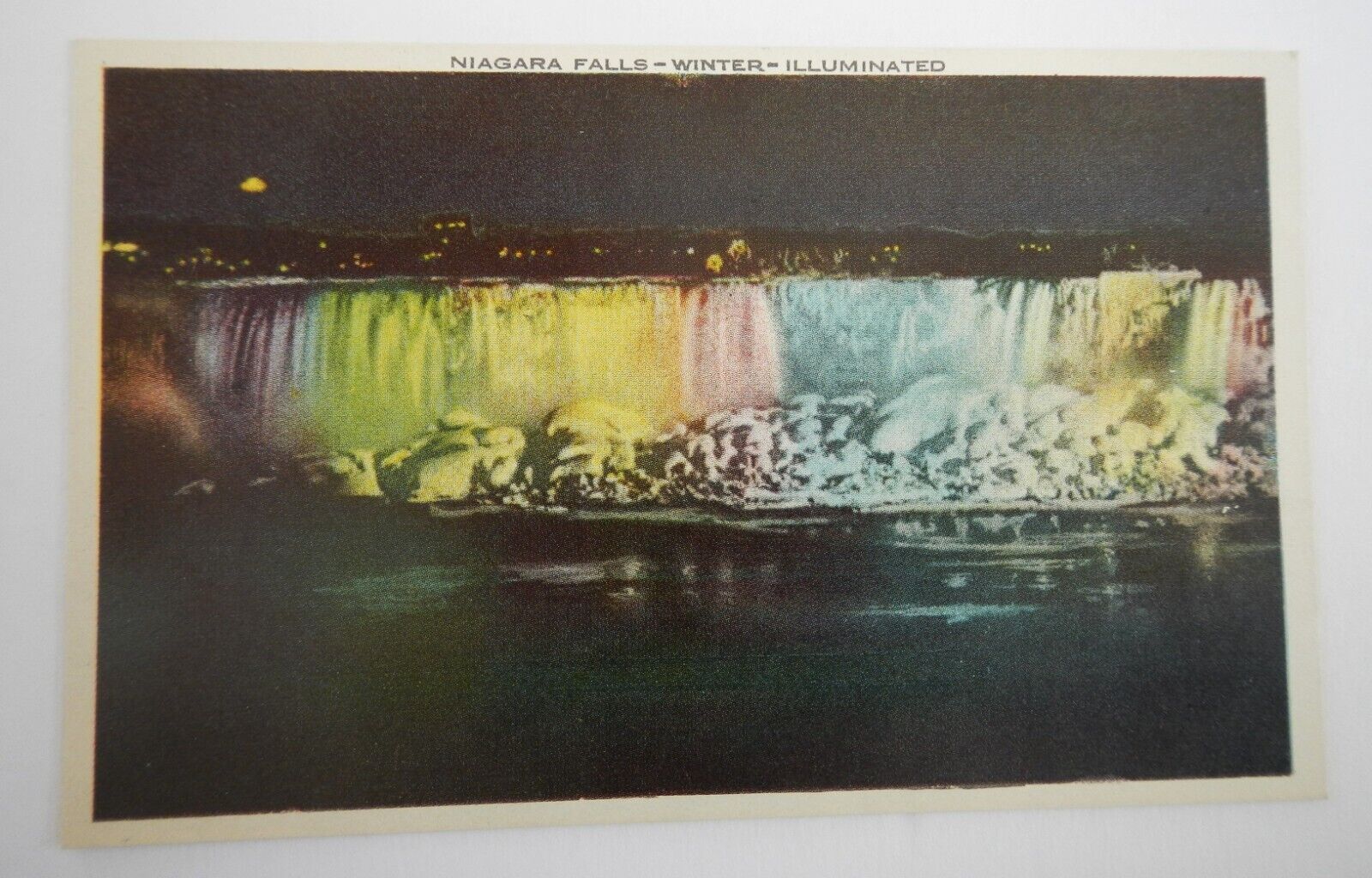 Beautiful Color P/C from Canada- Niagara Falls-Winter-Illuminated