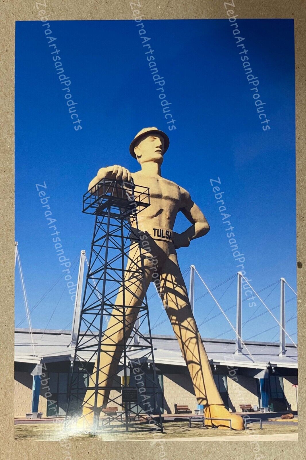Postcard blank unused Golden Driller Statue Tulsa OK 4x6 greeting card