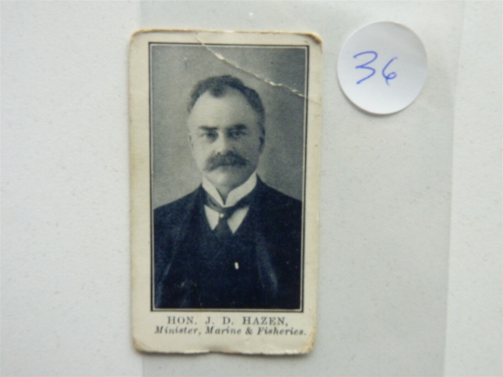 1912 IMPERIAL TOBACCO PROMINENT MEN OF CANADA CARD#31 HON. J.D. HAZEN  NO36