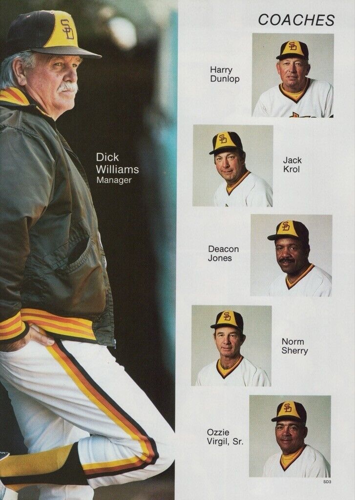 1984 San Diego Padres Dick Williams Coaching Staff Vintage 1980s Print Ad