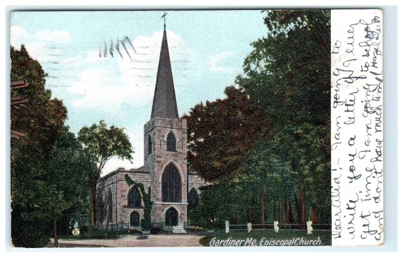 1905 Gardiner Me Maine Episcopal Church Early View Posted