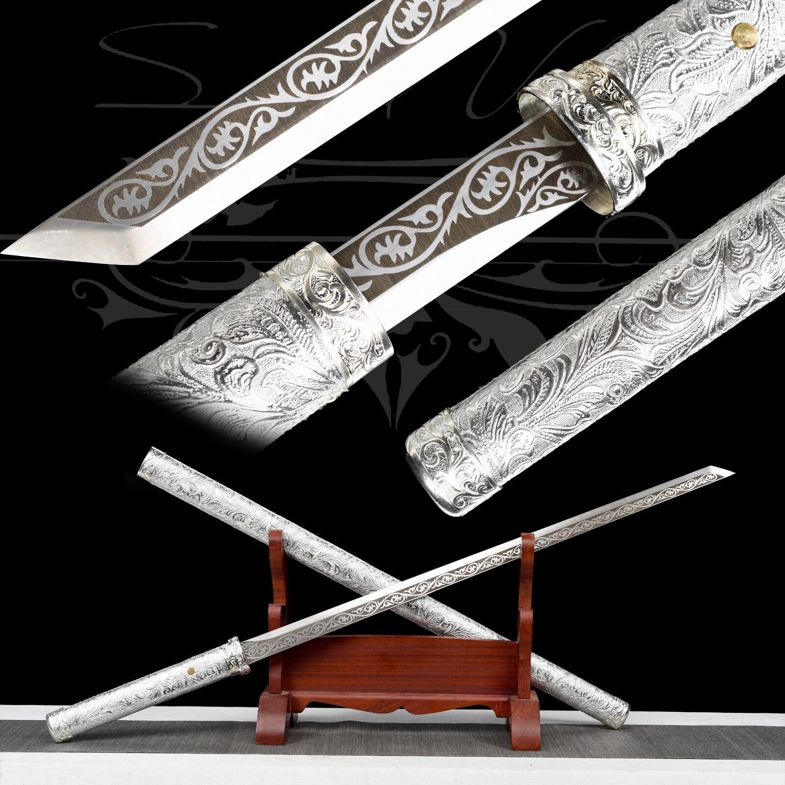 104cm/Handmade Katana/Full Tang/Manganese Steel/Collectible Sword/Sharpened/Real