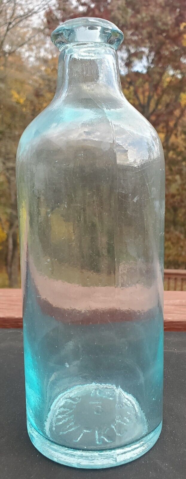 1880s J. Walker\'s V.B. Vinegar CA Bitters Bottle Light Blue Aqua
