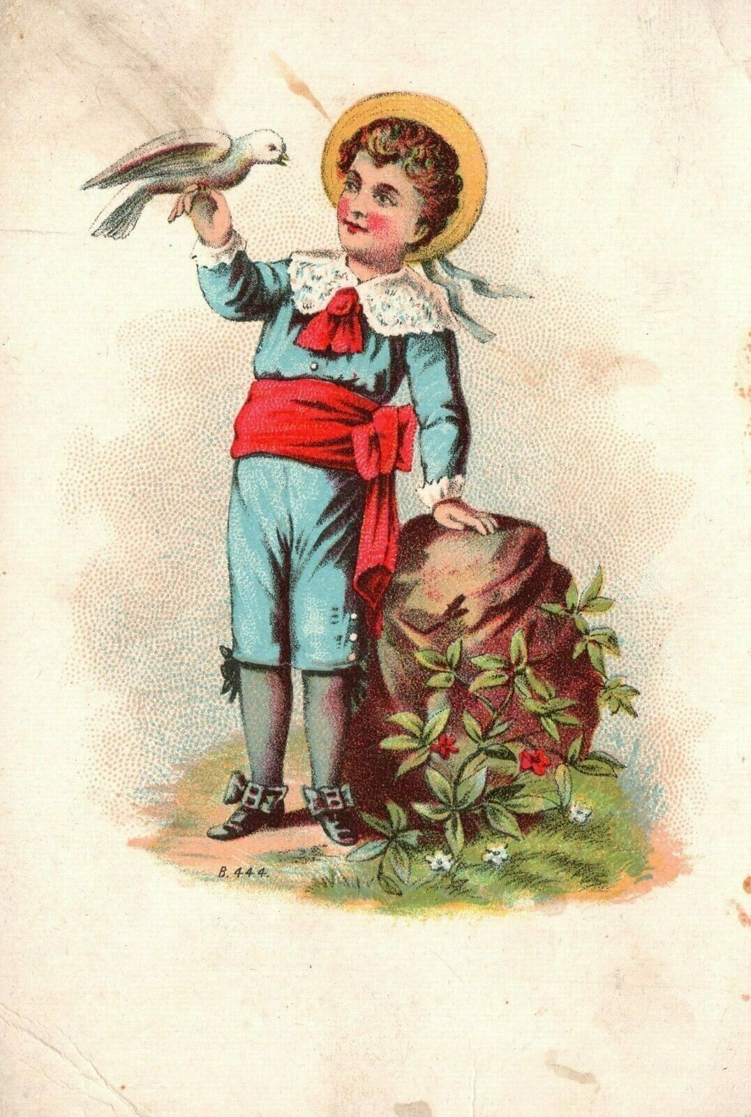 1880s-90s Young Boy in Hat with Dove Trade Card