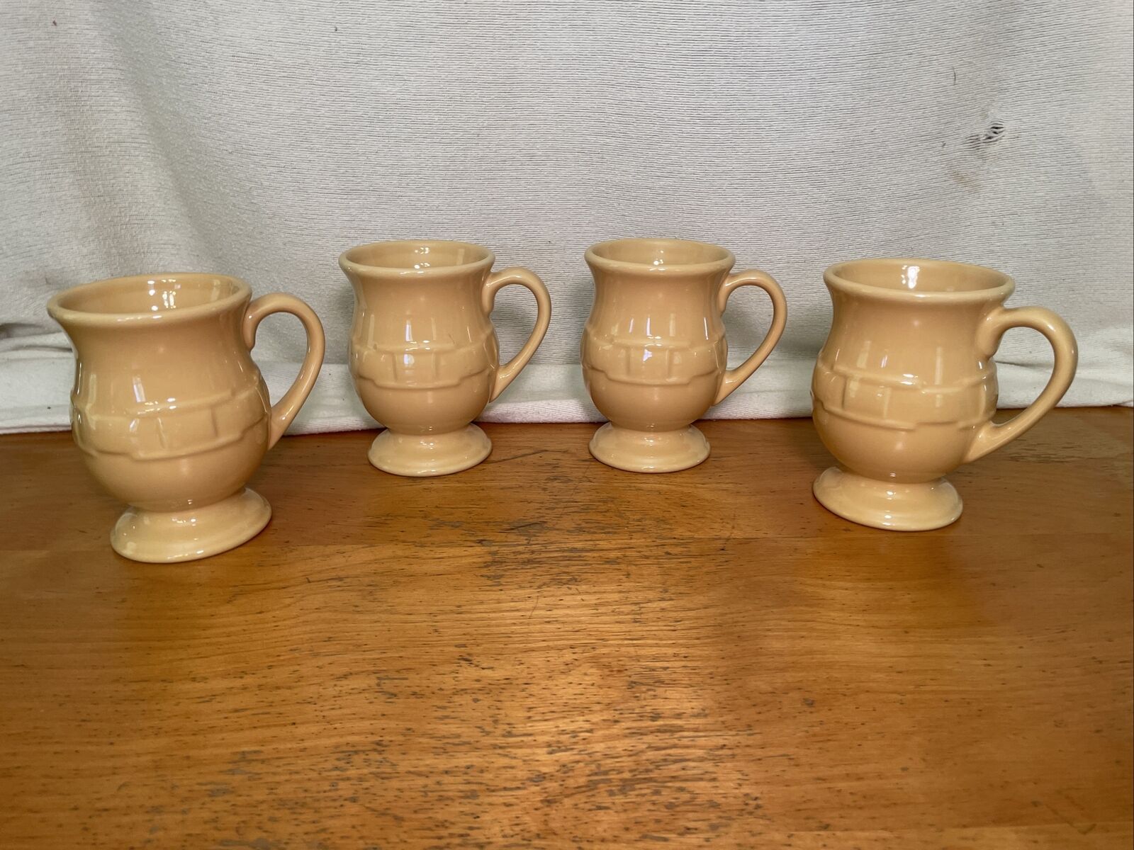 Longaberger  Woven Traditions Butternut Yellow Latte Mugs Set Of 4 Used