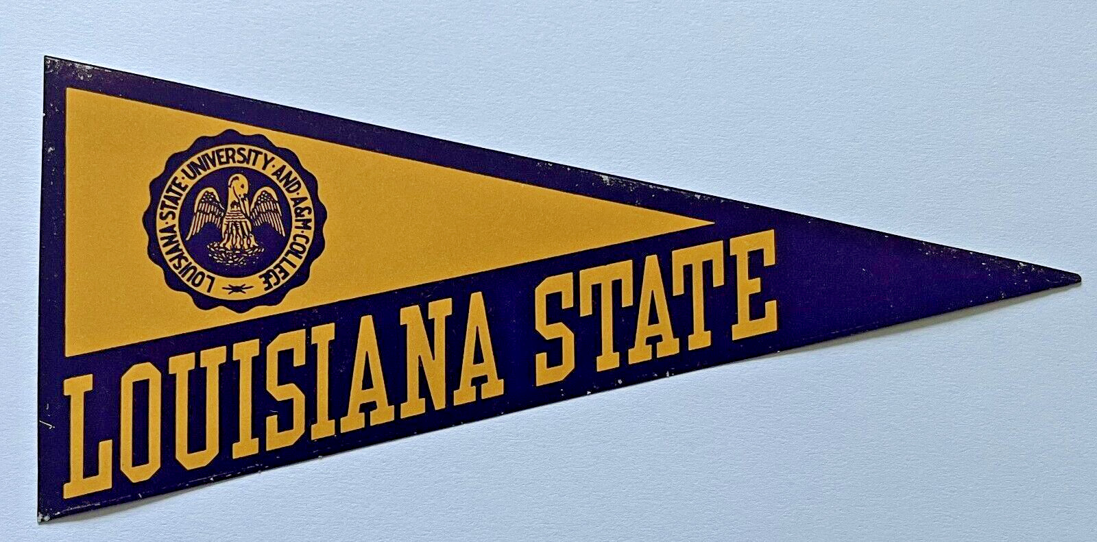 Vintage LSU Louisiana State Univ Paper Pennant Decal Gummed Back Sticker 8\
