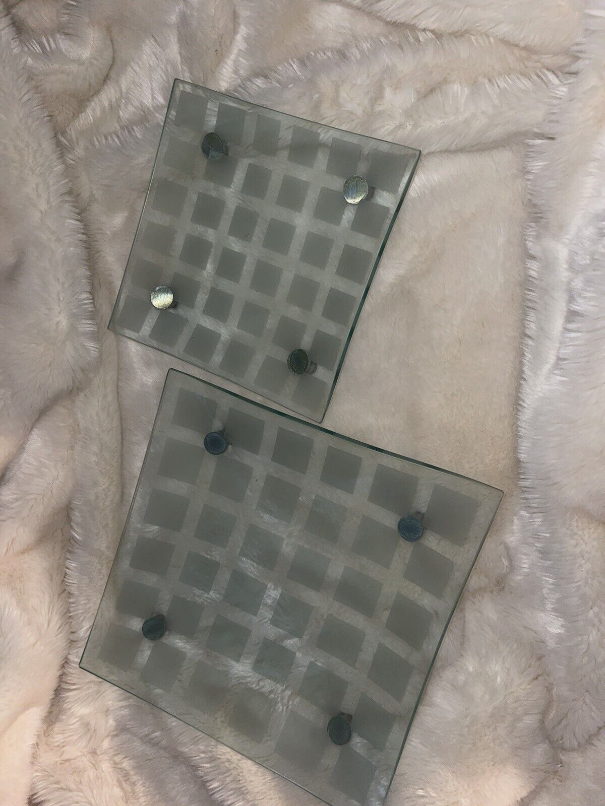 Vintage 80S Glass Footed Trays