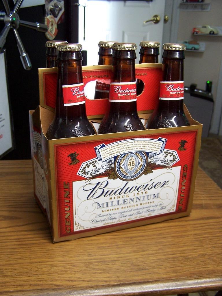 Rare Budweiser Millennium Long Neck Bottles w/Case 2002 6 Packs Mint