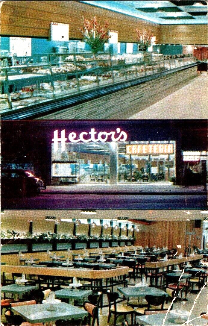 NY fabulous self serve restaurant Hectors 1956 postcard a50