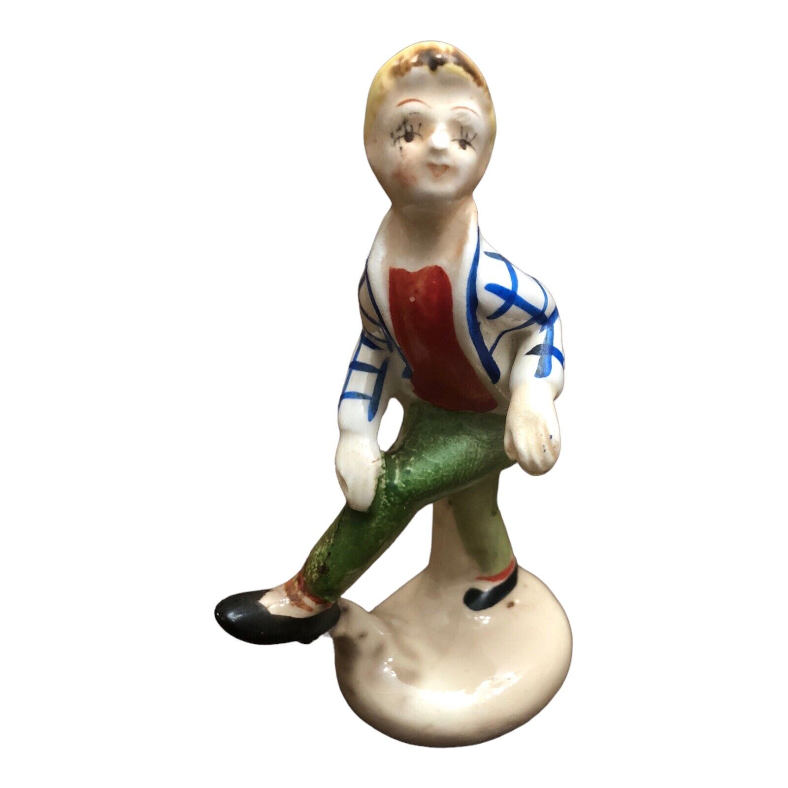 Vintage Japan Sock Hop Boy Figurine Porcelain 3.75” Tall
