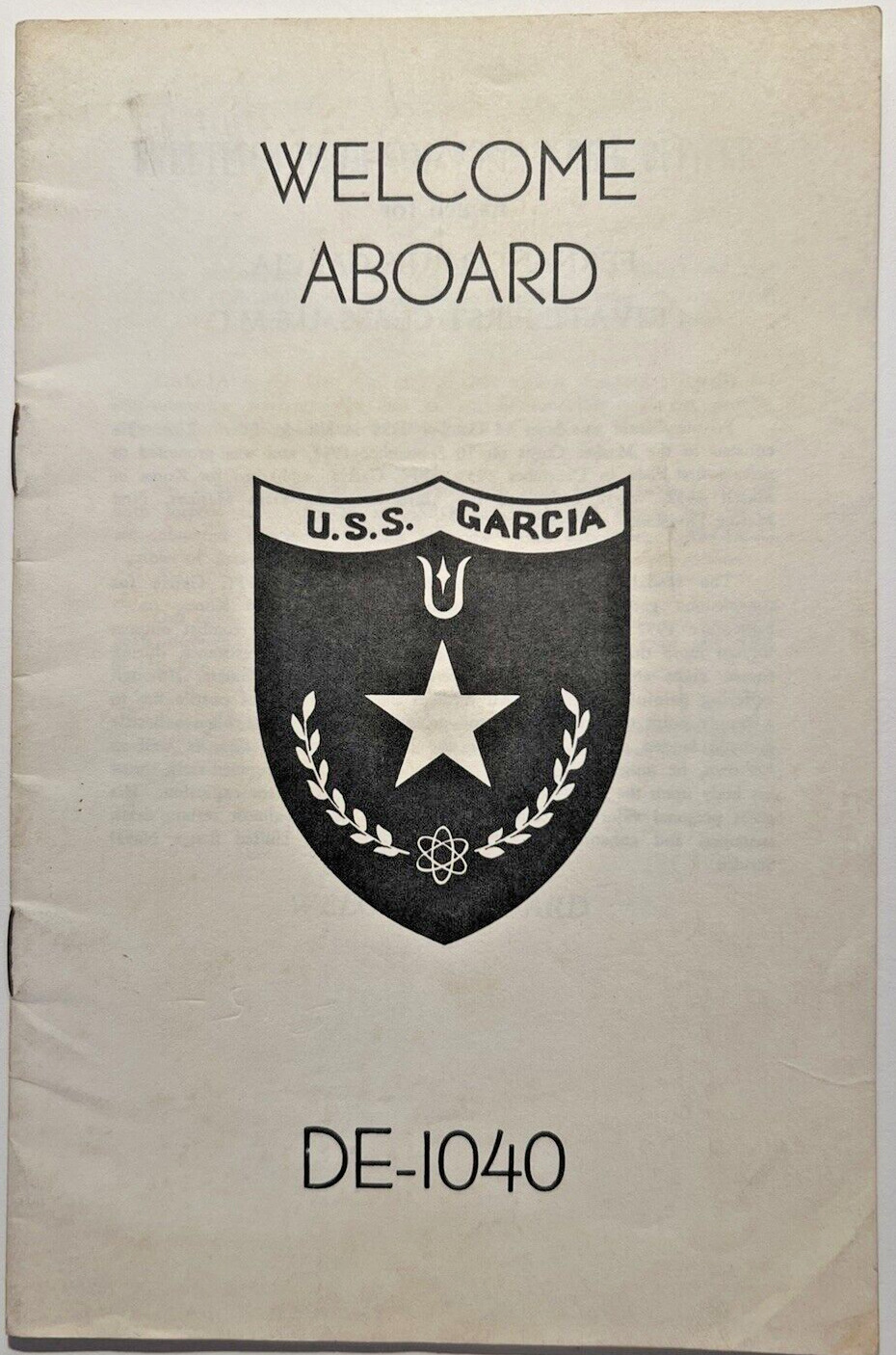 1967 USS GARCIA DE-1040 DESTROYER ESCORT SHIP Welcome Aboard Military Booklet 9E