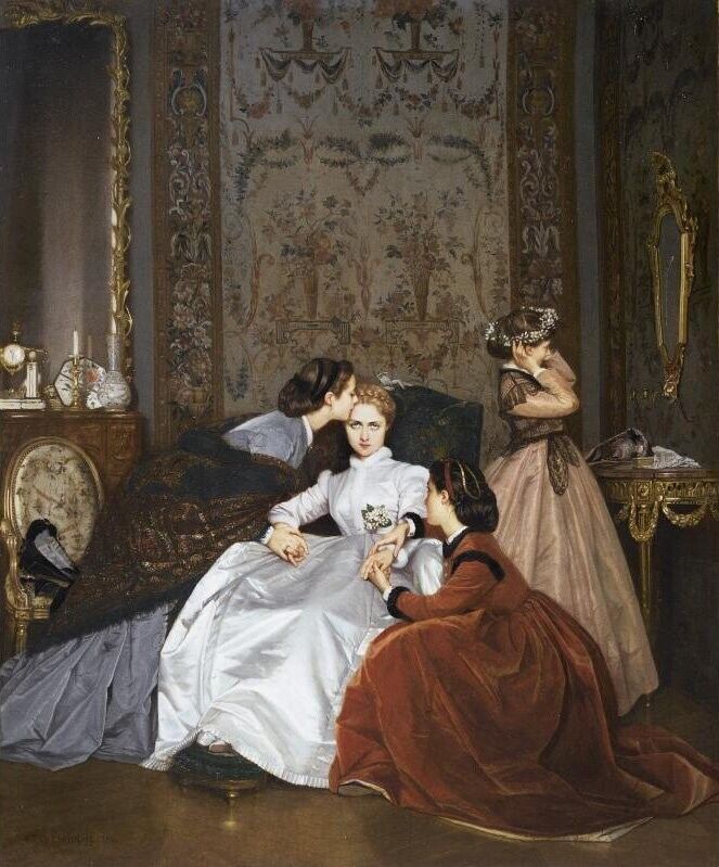 Dream-art Oil painting La-Fiancee-Hesitant-1866-Auguste-Toulmouche-oil-painting